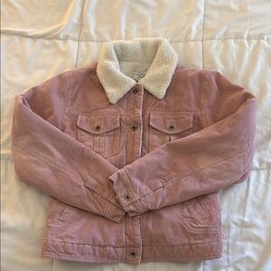 Pink Corduroy Jacket with Sherpa Collar